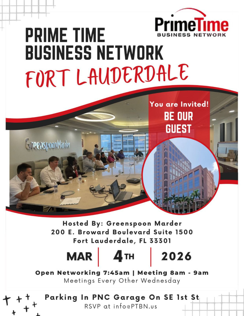 FORT LAUDERDALE CHAPTER (Biweekly - Wed) - PRIME TIME BUSINESS NETWORK